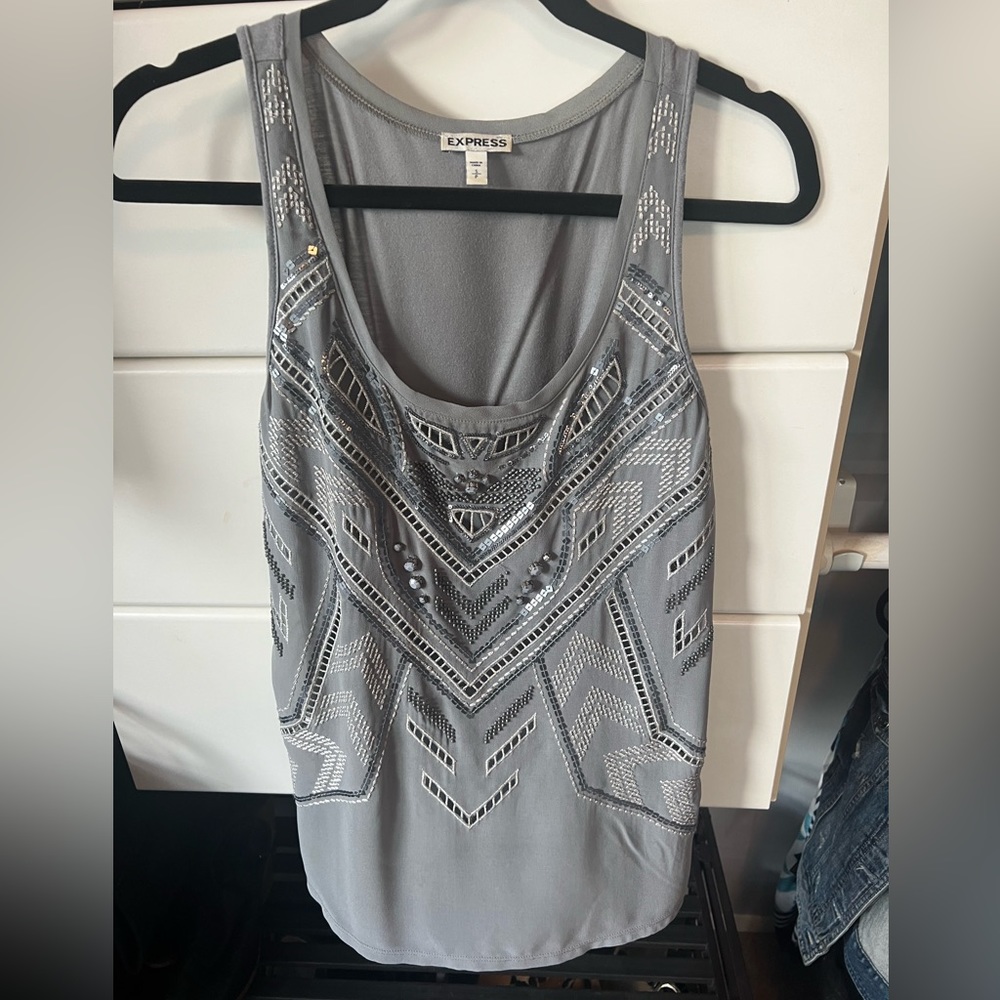 Express grey sequin tank - small